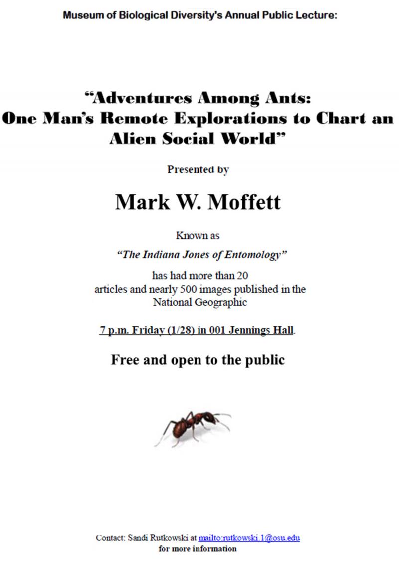 Flyer for Mark Moffett talk in 2001