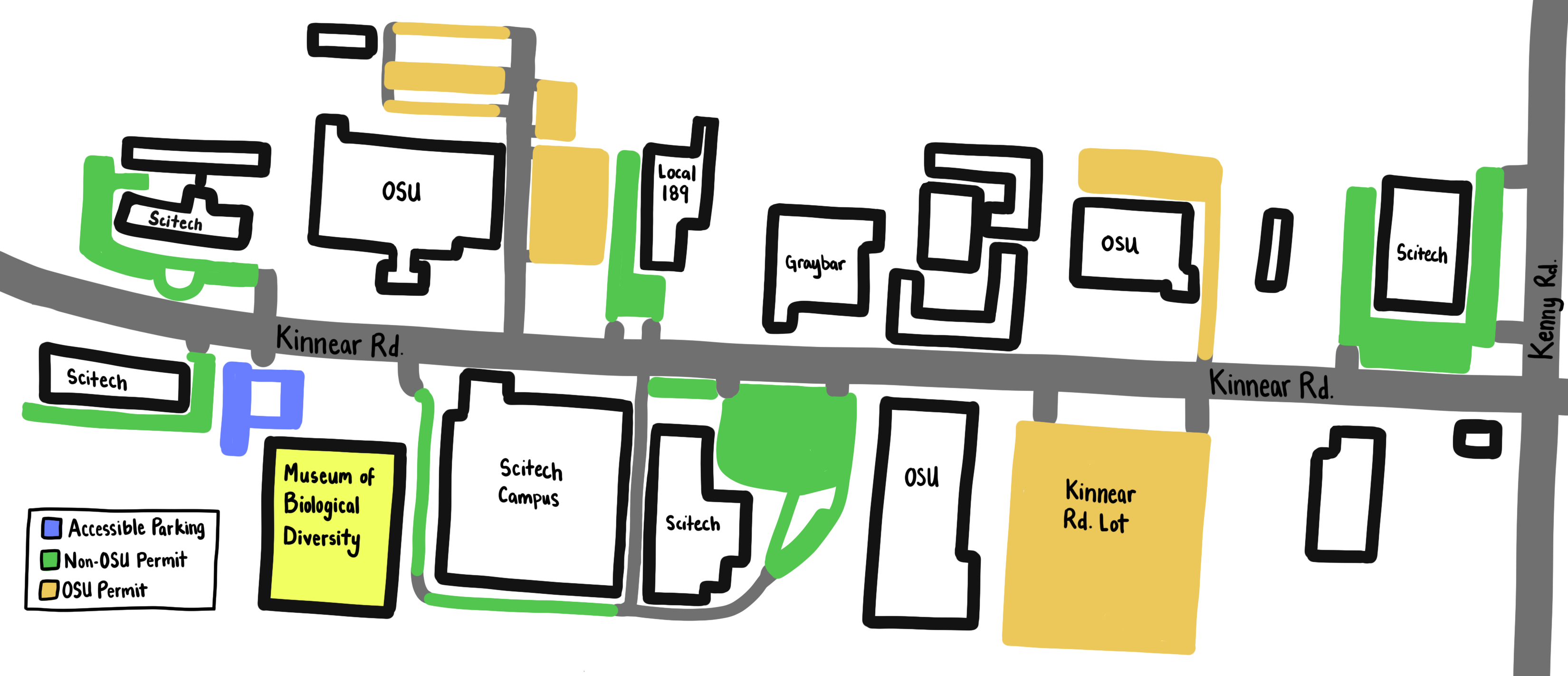 Map of parking near museum of biological diversity