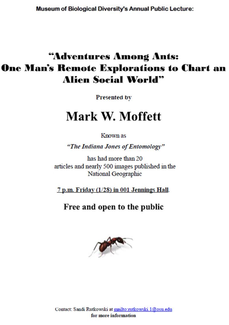 Flyer for Mark Moffett talk in 2001 Flyer for Mark Moffett talk in 2001