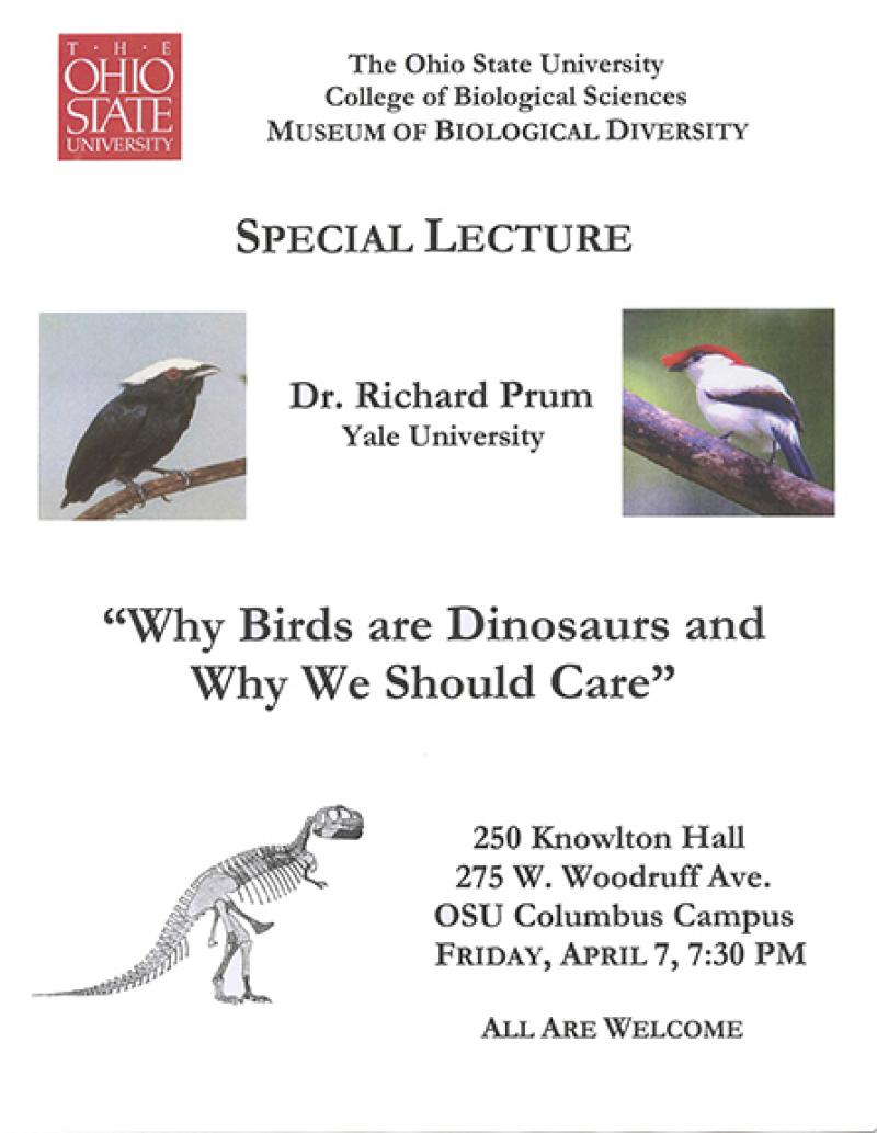 Flyer for Richard Prum's lecture in 2006 Flyer for Richard Prum's lecture in 2006