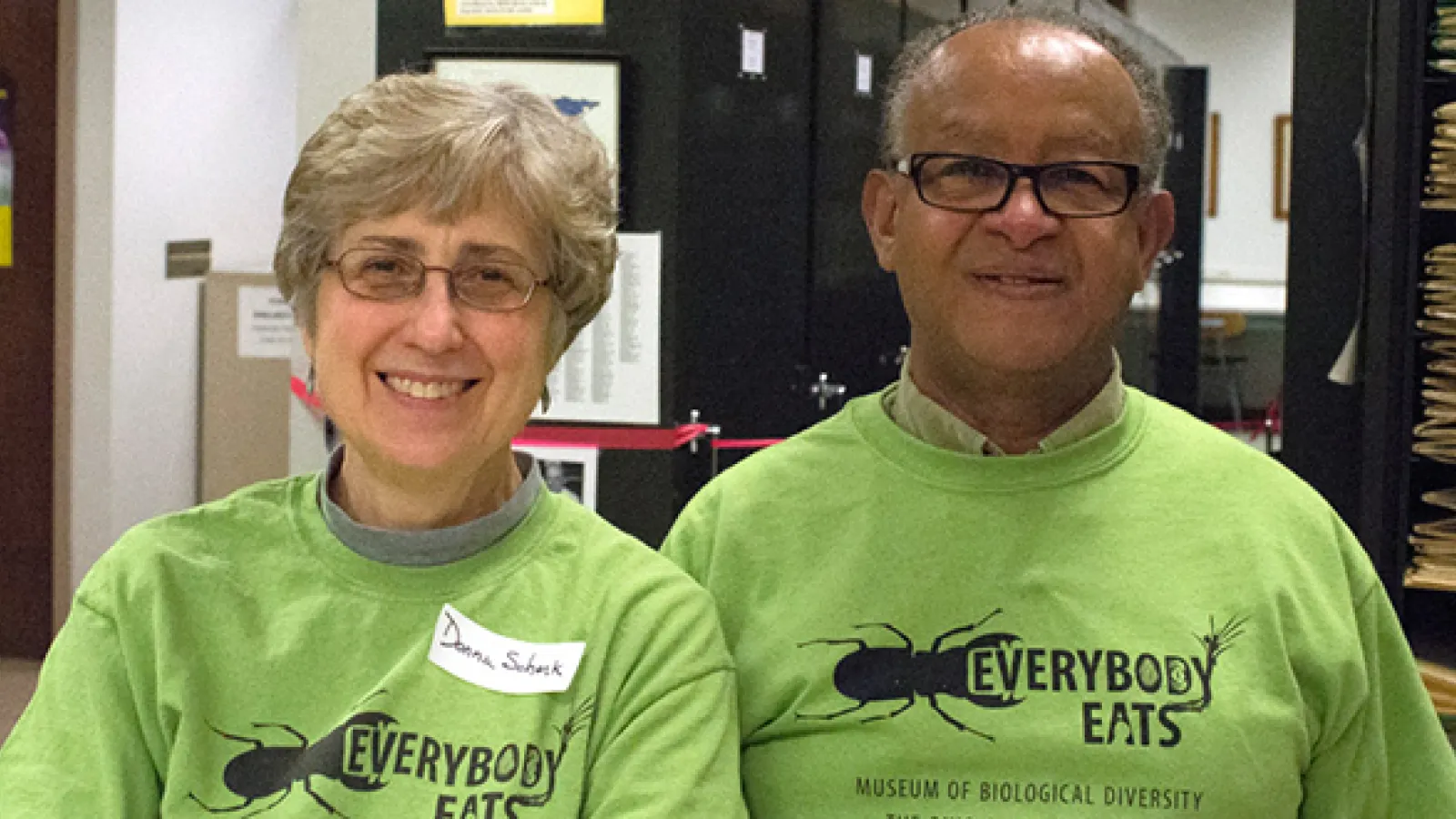 Two smiling volunteers during Museum Open House 2013