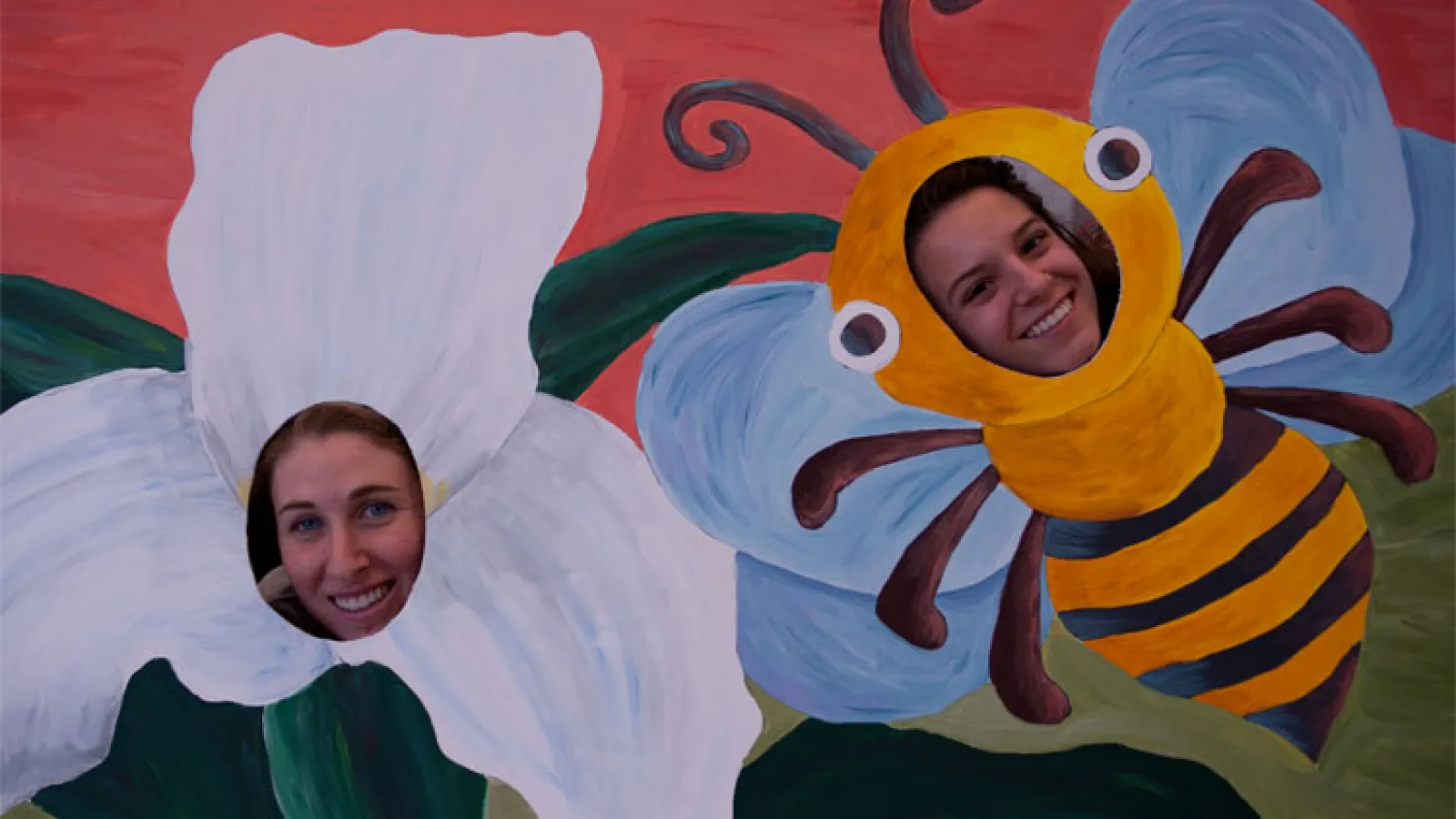 Flower and bee face cut-out