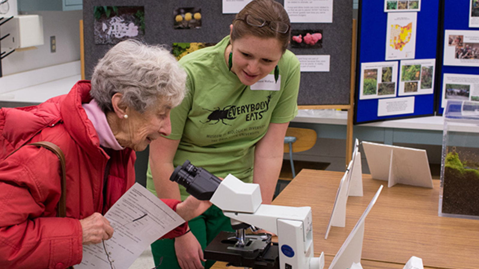 Examining plant specimens in the Herbarium