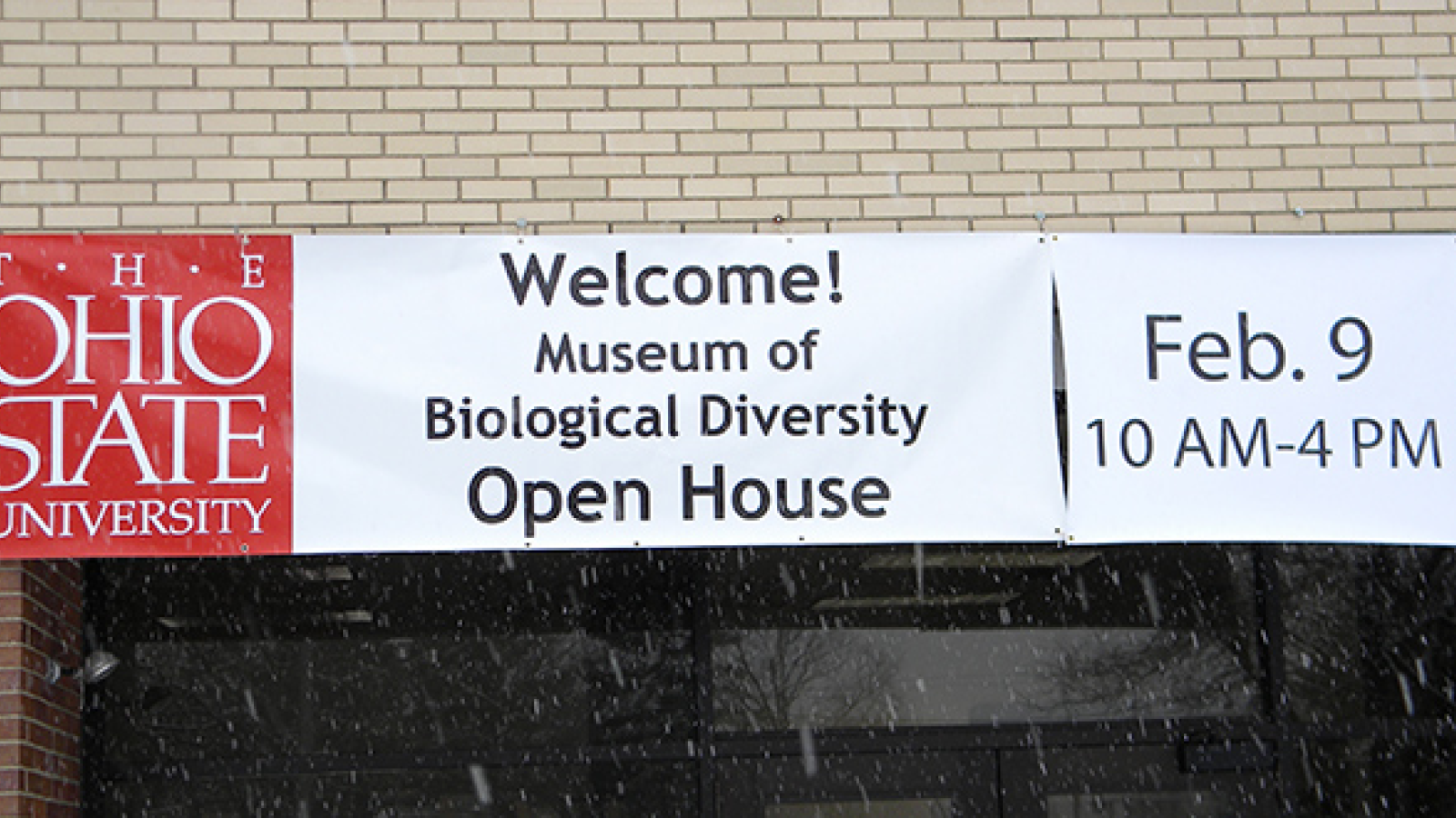 Welcome banner at the front door of the Museum in 2013